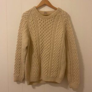 Wool Large Fisherman Knit Cable Sweater